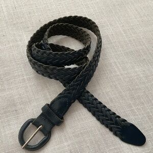 NEW Navy Blue Braided Leather Adjustable Belt Size M/L Made in Guatemala NWOT